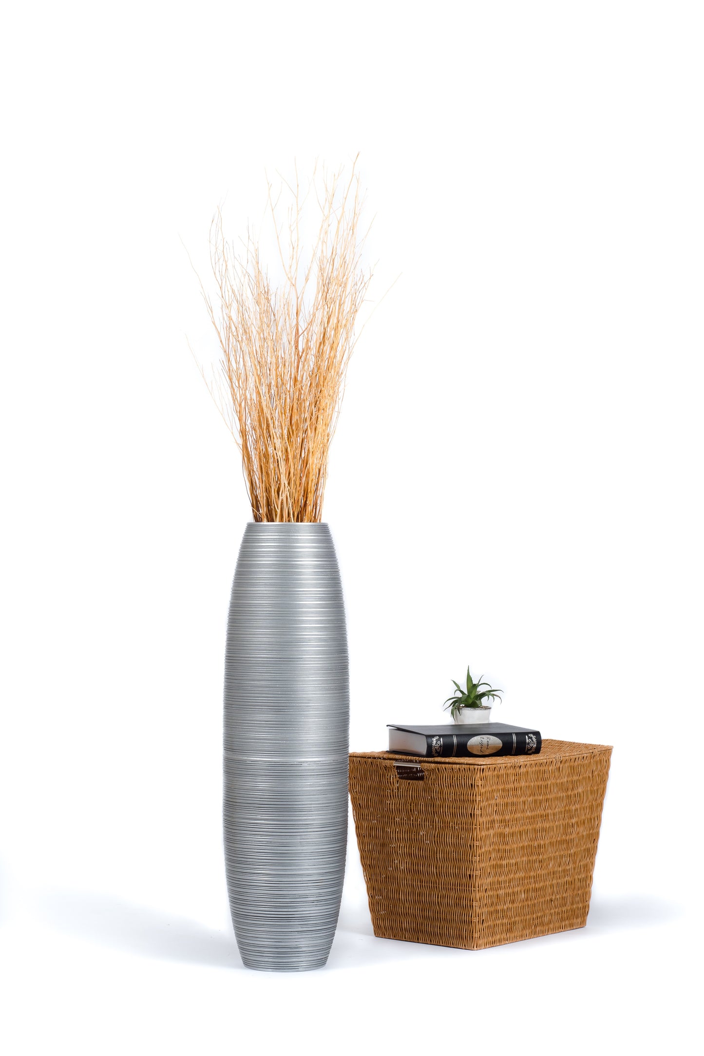 Large Mango Wood Floor Vase – Handcrafted Decorative Highlight from Thailand, 34 inches