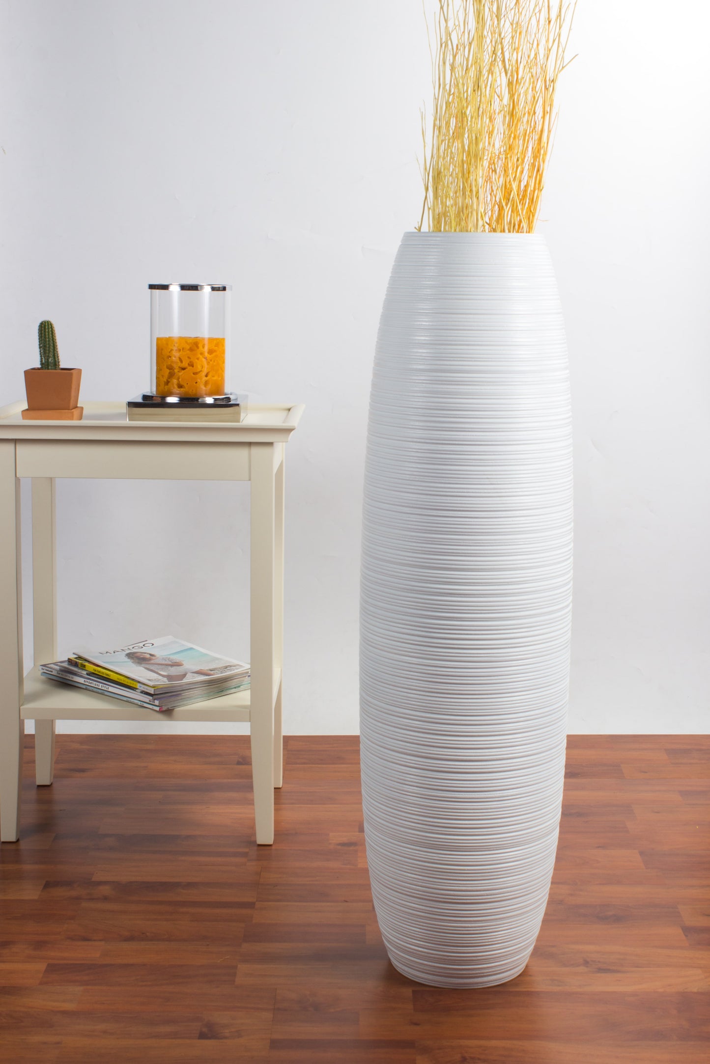 Large Mango Wood Floor Vase – Handcrafted Decorative Highlight from Thailand, 34 inches