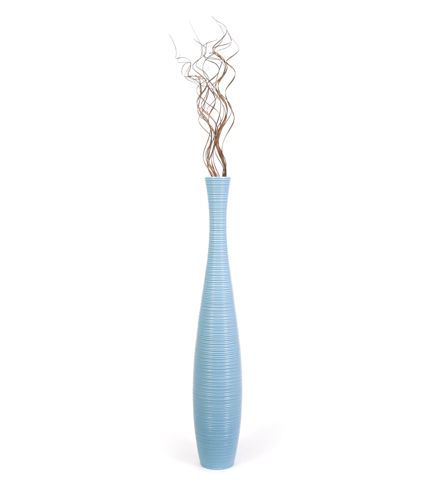 Large Mango Wood Floor Vase – Handcrafted Decorative Highlight from Thailand, 34 inches