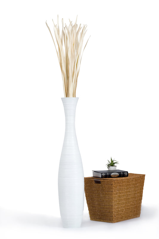 Large Mango Wood Floor Vase – Handcrafted Decorative Highlight from Thailand, 41 inches