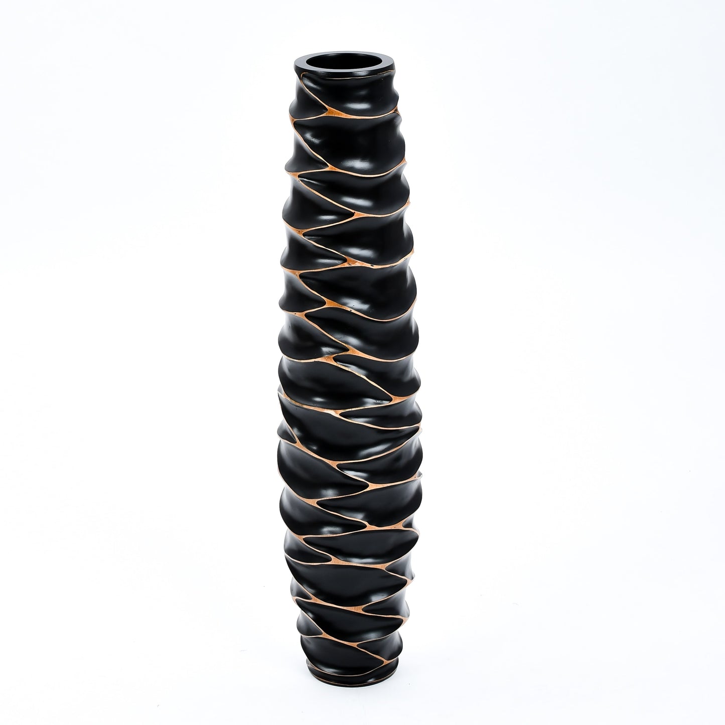 Large Mango Wood Floor Vase – Handcrafted Decorative Highlight from Thailand, 34 inches
