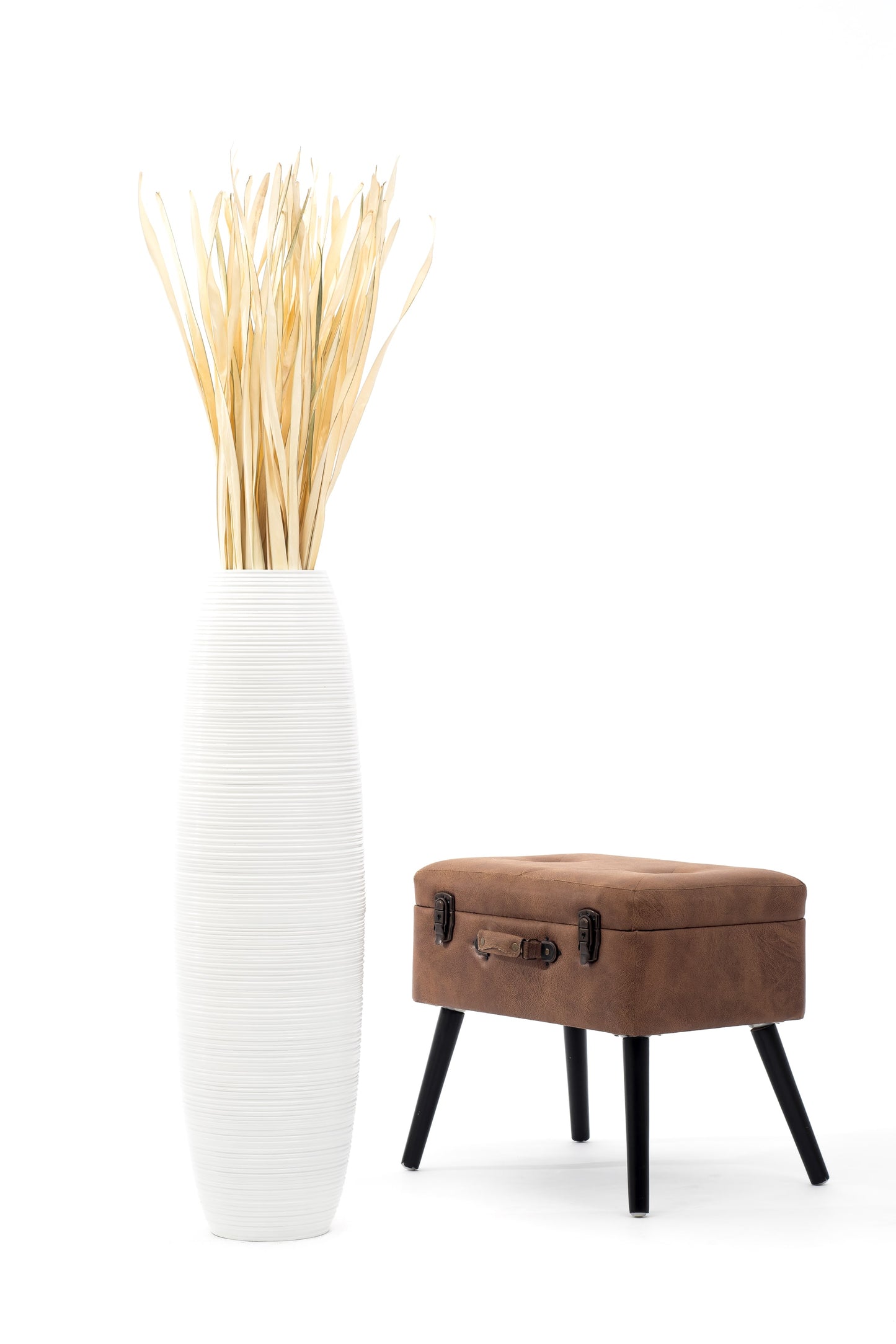 Large Mango Wood Floor Vase – Handcrafted Decorative Highlight from Thailand, 34 inches