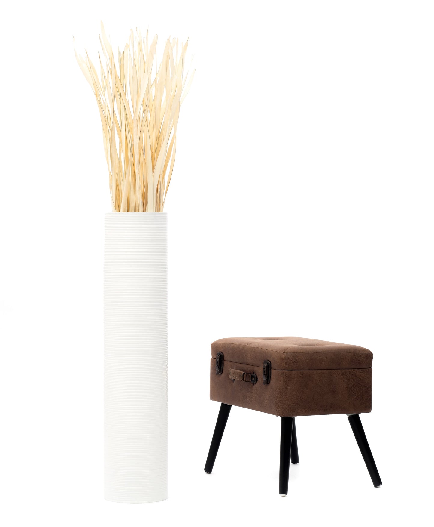 Large Mango Wood Floor Vase – Handcrafted Decorative Highlight from Thailand, 34 inches