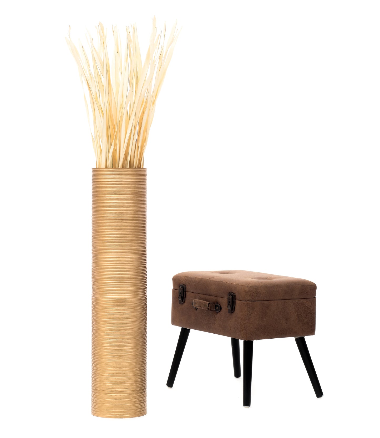 Large Mango Wood Floor Vase – Handcrafted Decorative Highlight from Thailand, 34 inches