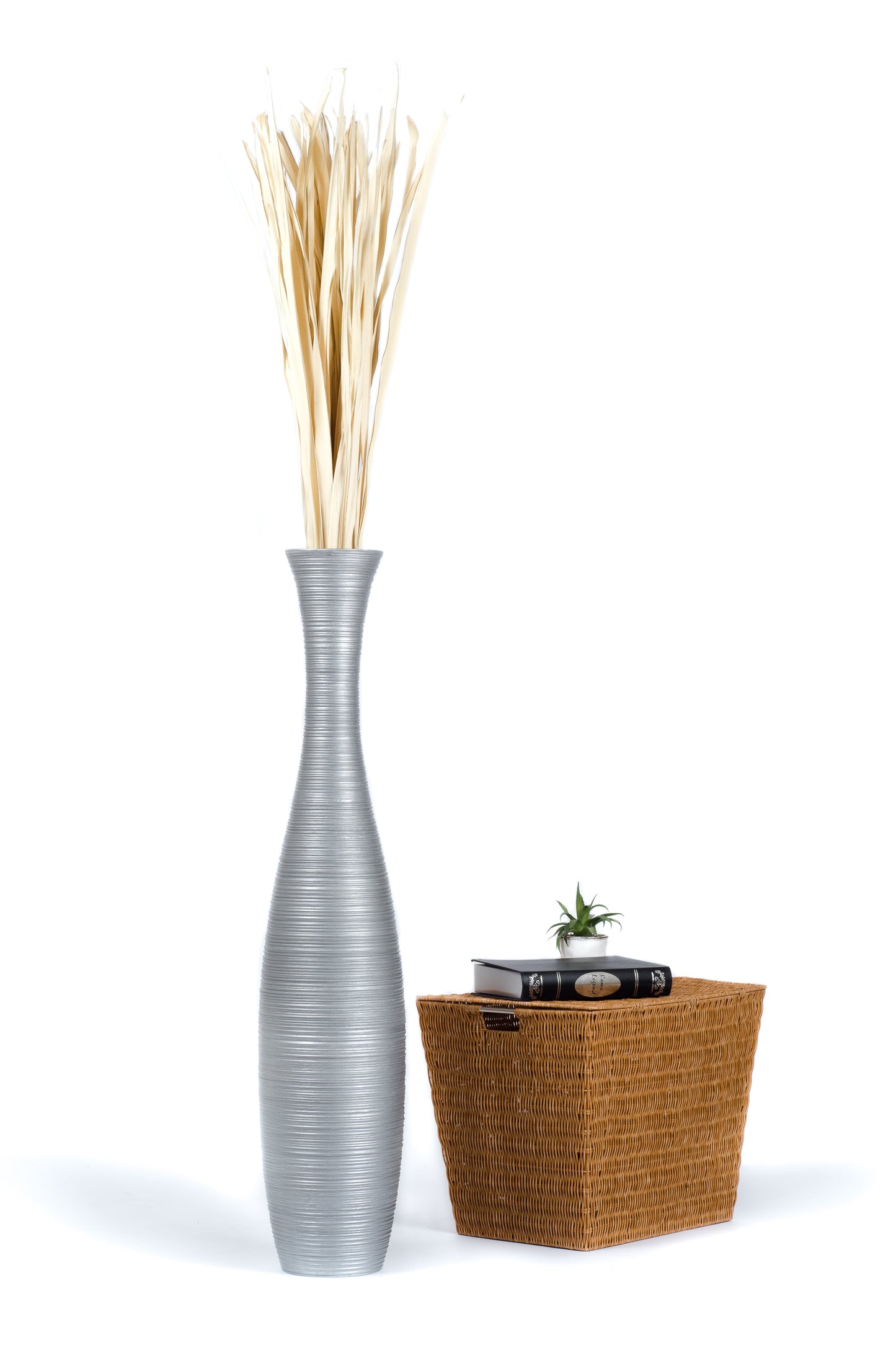 Large Mango Wood Floor Vase – Handcrafted Decorative Highlight from Thailand, 41 inches