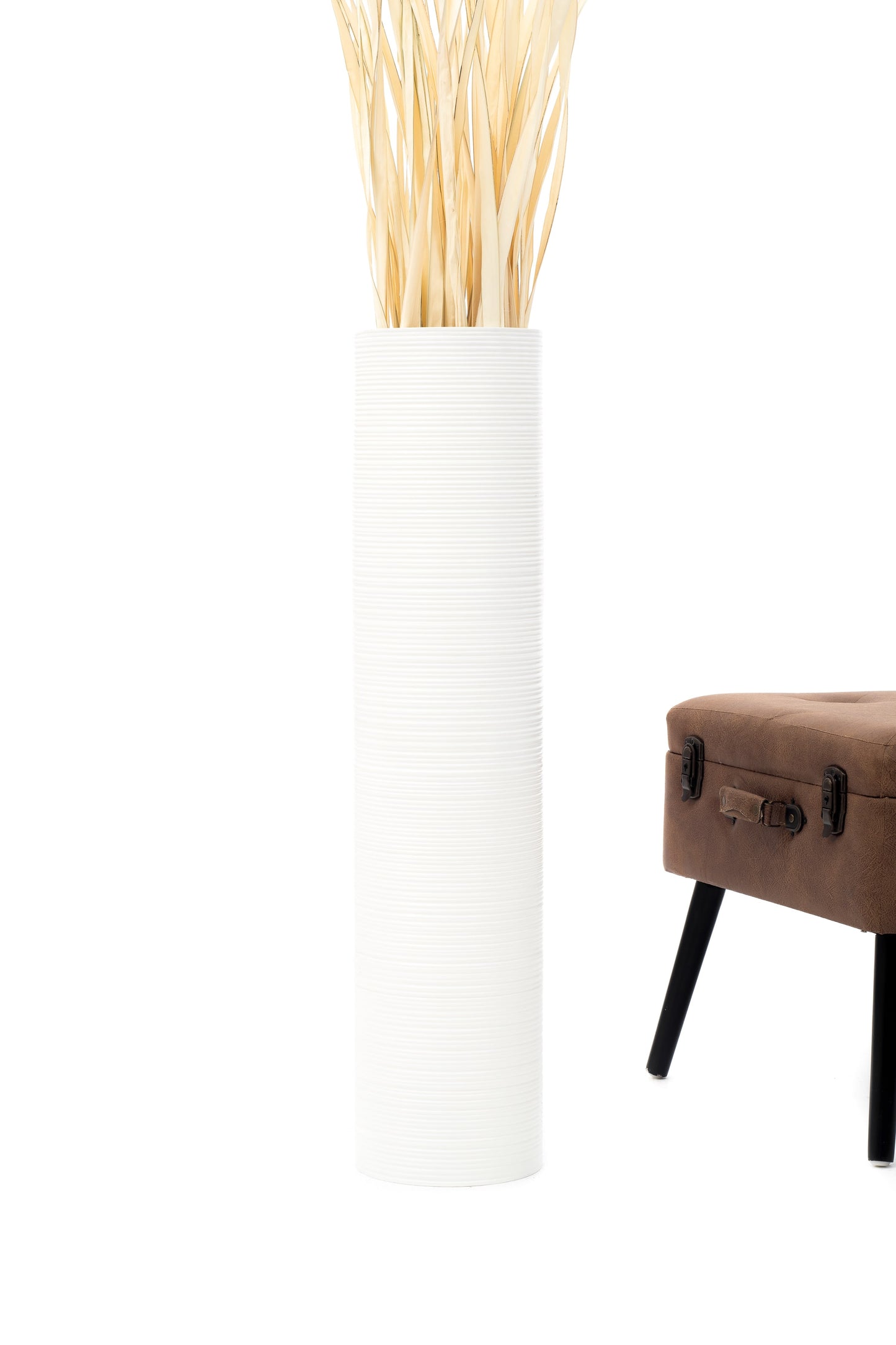 Large Mango Wood Floor Vase – Handcrafted Decorative Highlight from Thailand, 34 inches