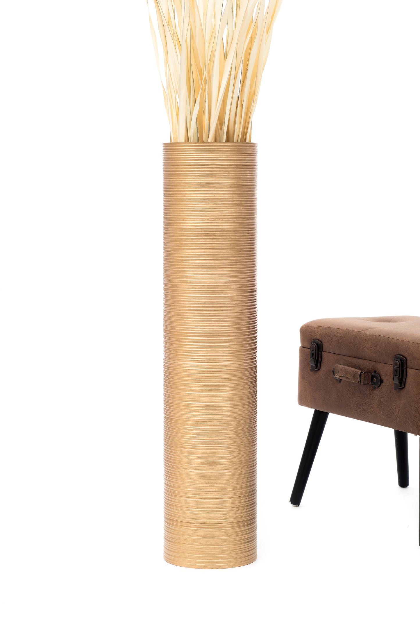 Large Mango Wood Floor Vase – Handcrafted Decorative Highlight from Thailand, 34 inches