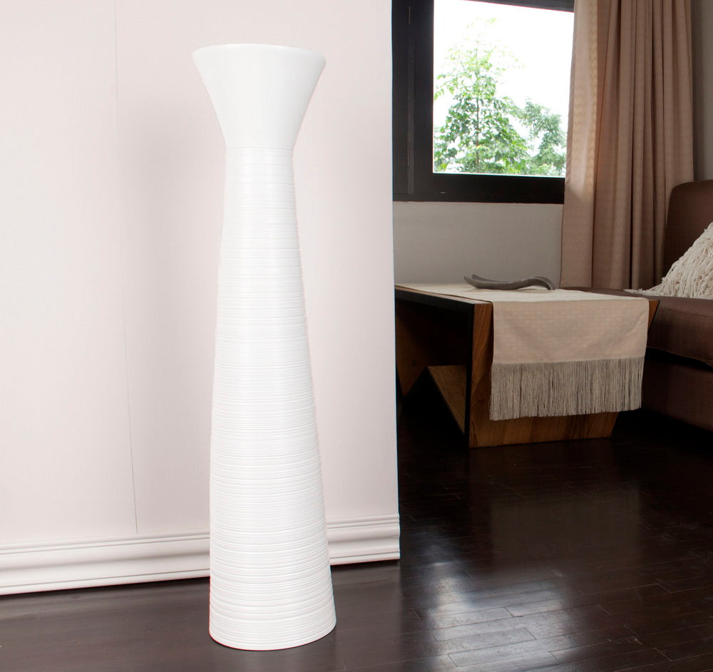 Large Mango Wood Floor Vase – Handcrafted Decorative Highlight from Thailand, 34 inches