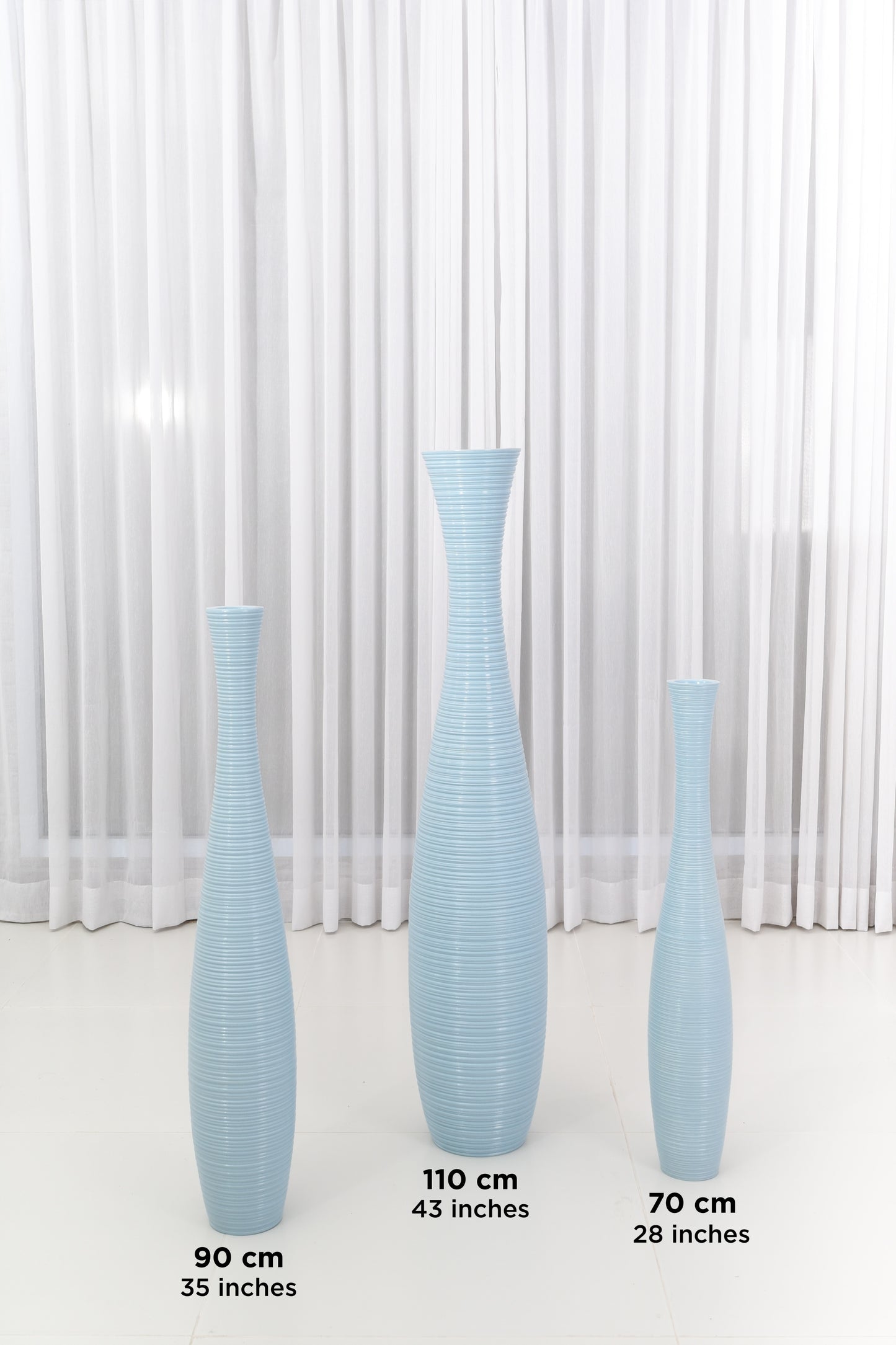 Large Mango Wood Floor Vase – Handcrafted Decorative Highlight from Thailand, 34 inches