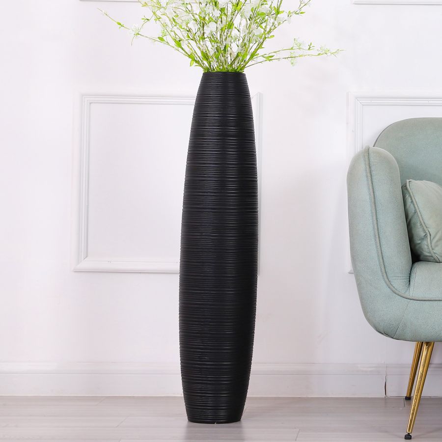 Leewadee Grand Vase sur Pied 85 cm - Haut Vase Polyrésine pour Pampa, Fleurs Séchées & Fraîches