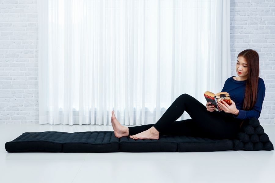 Leewadee Grand Coussin Sol Thaï 225 X 50 cm - Kapok Tapis Pliable Dossier Lounge