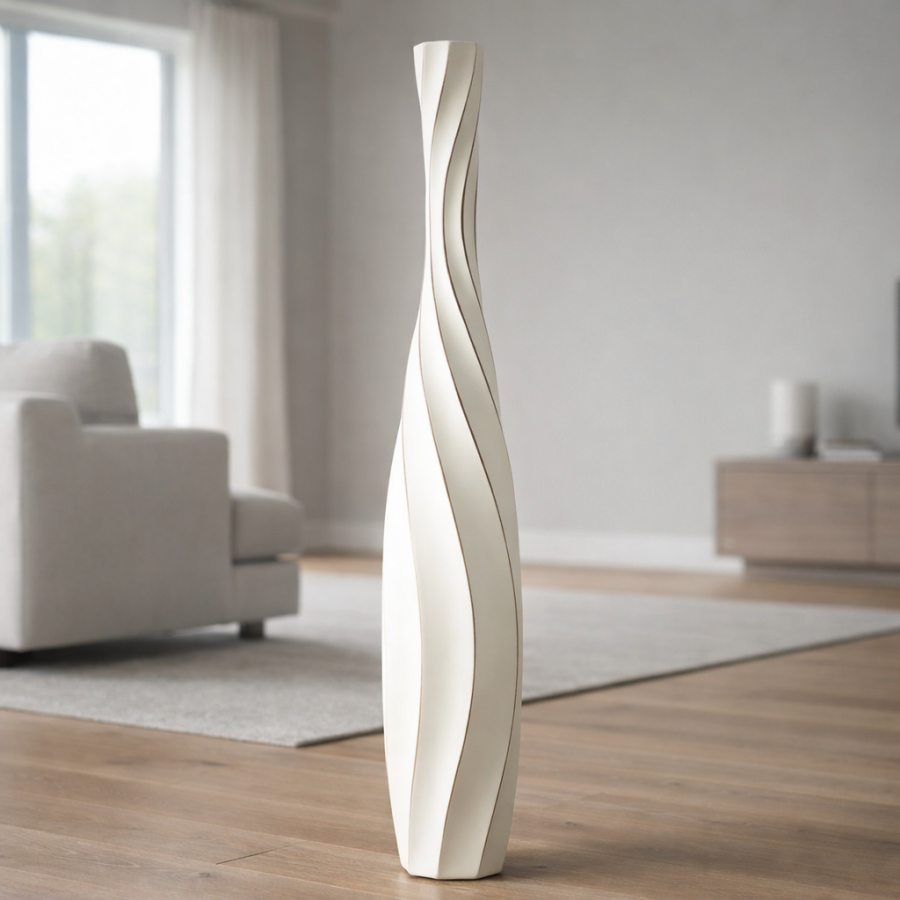 Leewadee Grand Vase sur Pied 85 cm - Haut Vase Polyrésine pour Pampa, Fleurs Séchées & Fraîches