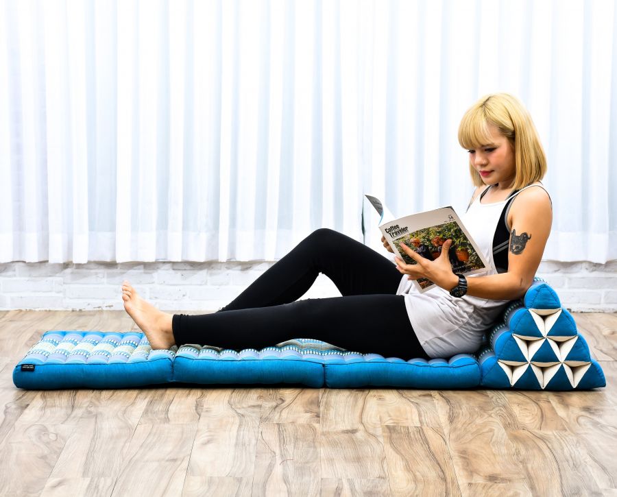 Leewadee Coussin Sol Thaï 170 x 53 cm - Kapok Siège Sol Pliable Dossier Lounge