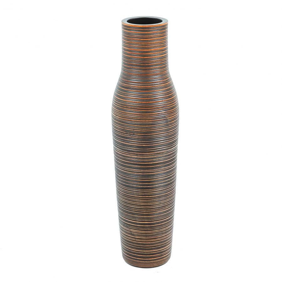 Leewadee Grand Vase de Sol Haut 65 cm - Vase Marron Bois de Manguier Fait Main Herbes de la Pampa & Fleurs Séchées