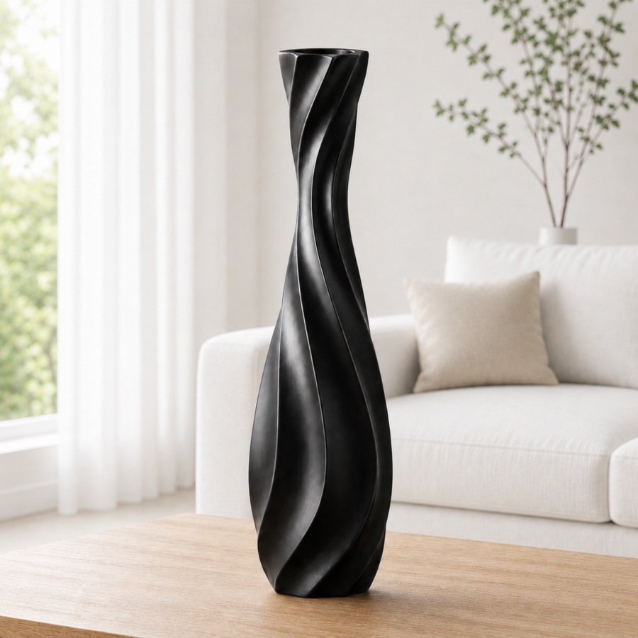 Leewadee Grand Vase sur Pied 50 cm - Haut Vase Polyrésine pour Pampa, Fleurs Séchées & Fraîches