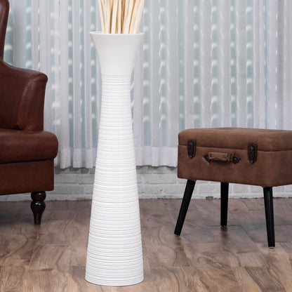 Large Mango Wood Floor Vase – Handcrafted Decorative Highlight from Thailand, 34 inches