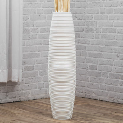 Large Mango Wood Floor Vase – Handcrafted Decorative Highlight from Thailand, 26 inches