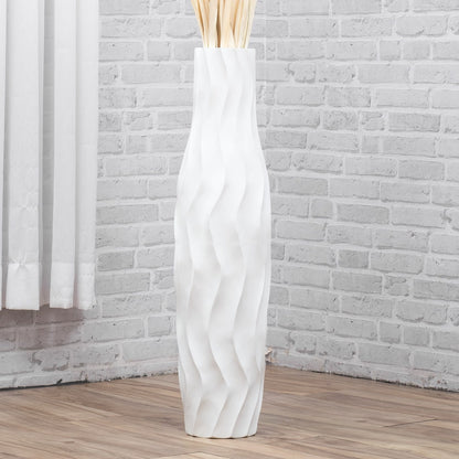 Large Mango Wood Floor Vase – Handcrafted Decorative Highlight from Thailand, 26 inches