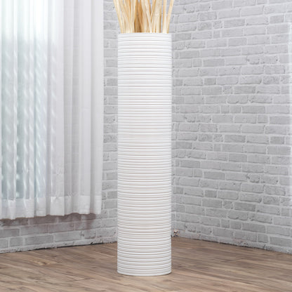 Large Mango Wood Floor Vase – Handcrafted Decorative Highlight from Thailand, 41 inches