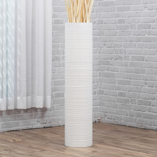 Large Mango Wood Floor Vase – Handcrafted Decorative Highlight from Thailand, 34 inches