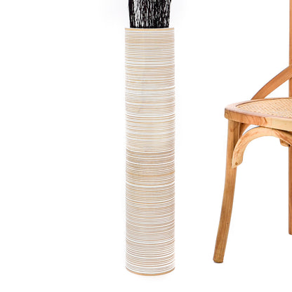 Large Mango Wood Floor Vase – Handcrafted Decorative Highlight from Thailand, 26 inches