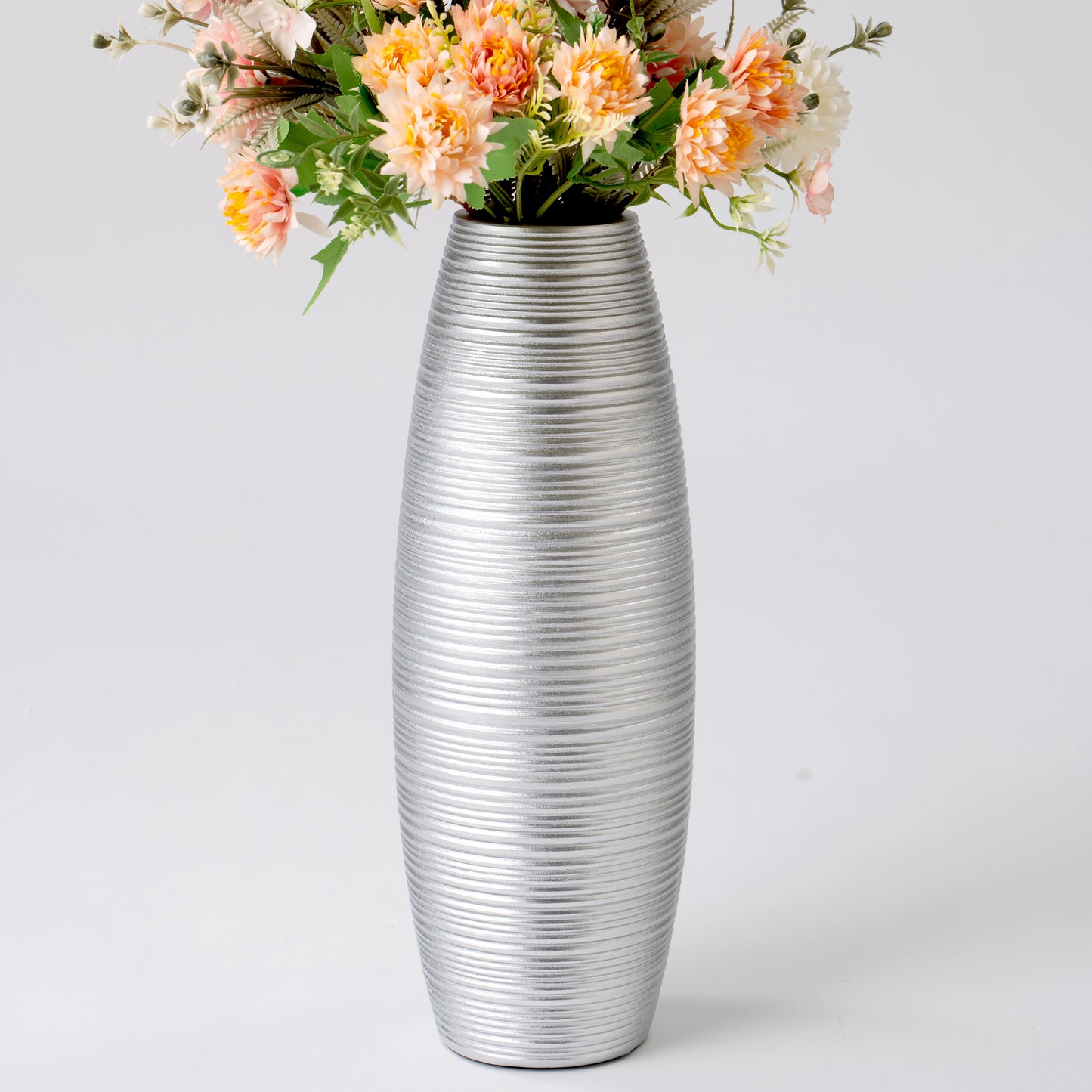 Compact Resin Vase – Stylish Waterproof Decorative Vase for Floor, Table or Shelf, silver, 13 inches