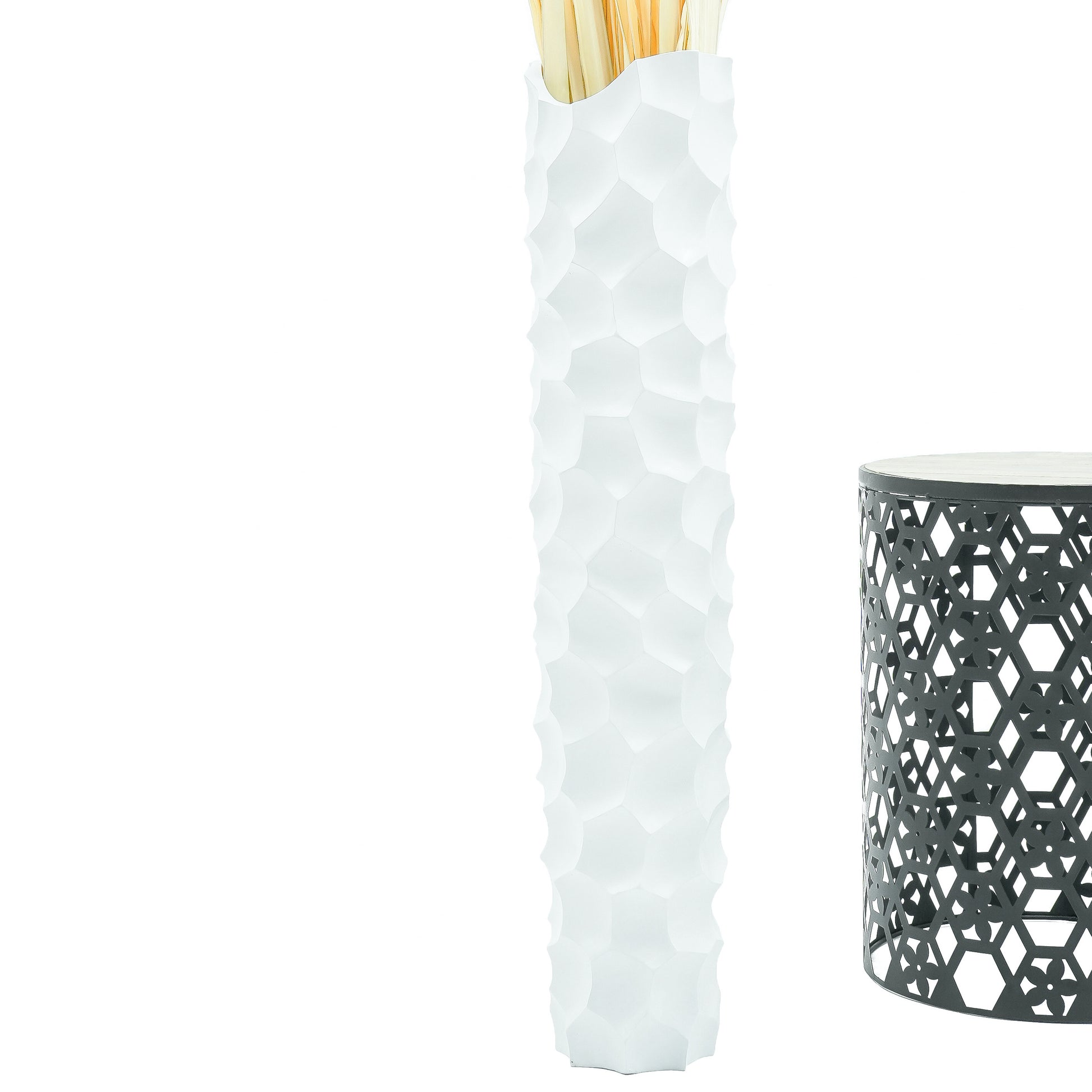 Large Mango Wood Floor Vase – Handcrafted Decorative Highlight from Thailand, 34 inches