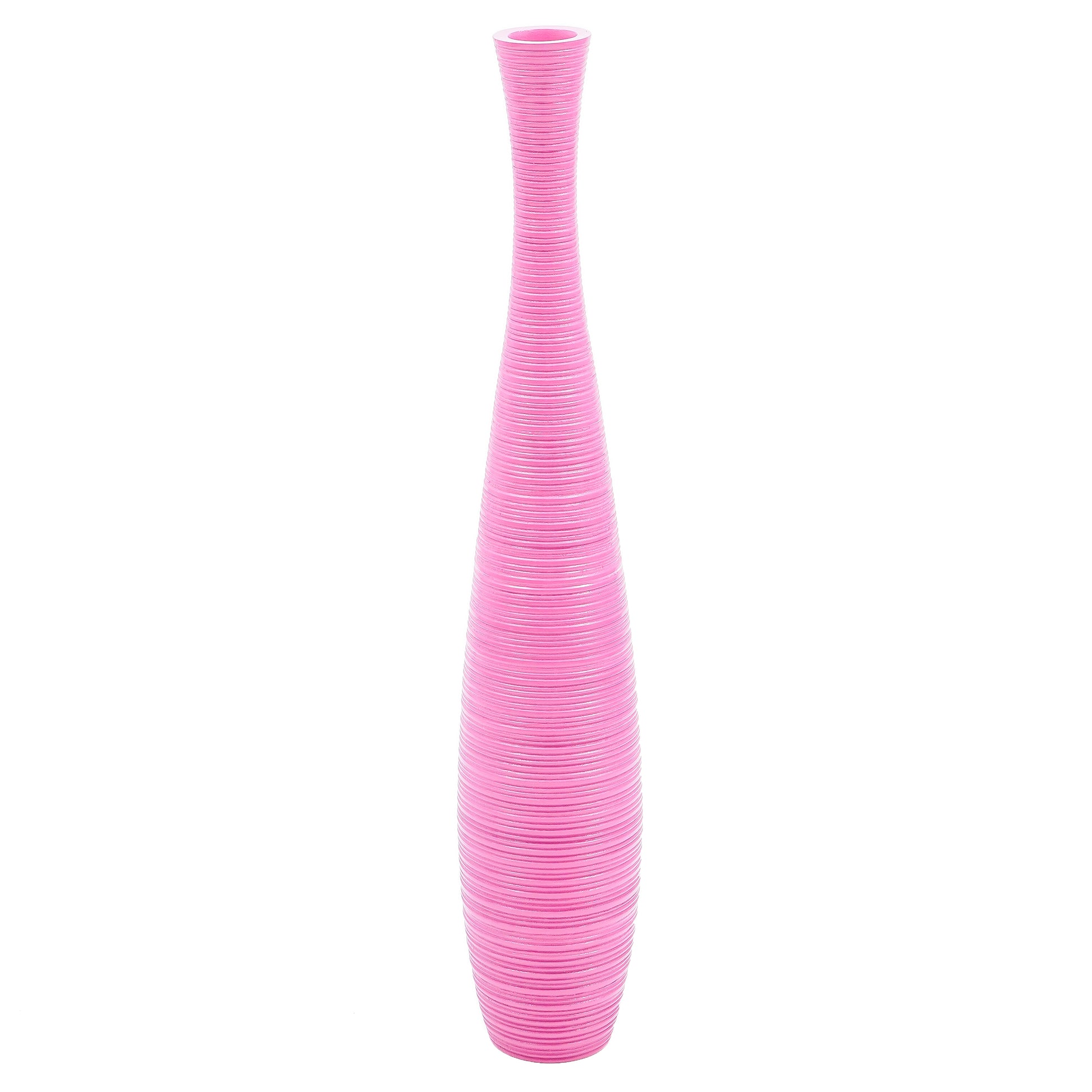 Large Mango Wood Floor Vase – Handcrafted Decorative Highlight from Thailand, pink, 34 inches