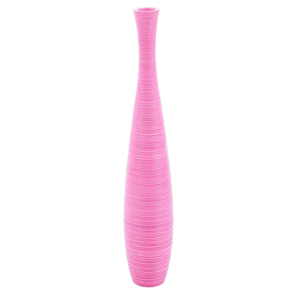 Large Mango Wood Floor Vase – Handcrafted Decorative Highlight from Thailand, pink, 34 inches