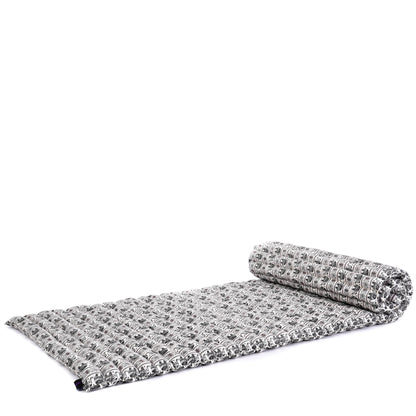 Kapok Roll-Up Mattress – Foldable Sleeping & Relax Mat with Cotton Cover for Home & Outdoor Use, El2 - Black, M: 75x28