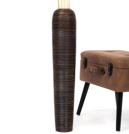 Large Mango Wood Floor Vase – Handcrafted Decorative Highlight from Thailand, 34 inches