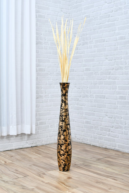 Large Mango Wood Floor Vase – Handcrafted Decorative Highlight from Thailand, 26 inches