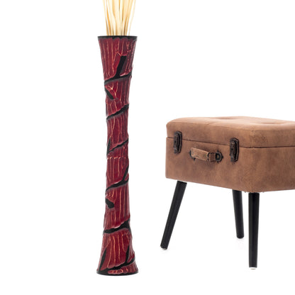 Large Mango Wood Floor Vase – Handcrafted Decorative Highlight from Thailand, 26 inches