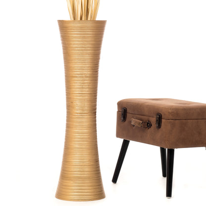 Large Mango Wood Floor Vase – Handcrafted Decorative Highlight from Thailand, 34 inches