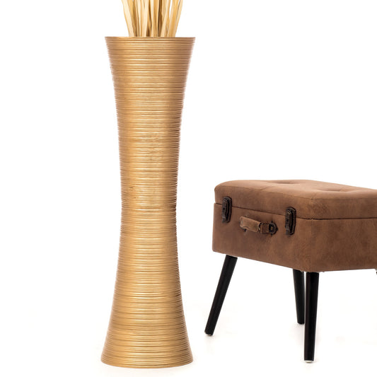 Large Mango Wood Floor Vase – Handcrafted Decorative Highlight from Thailand, 34 inches