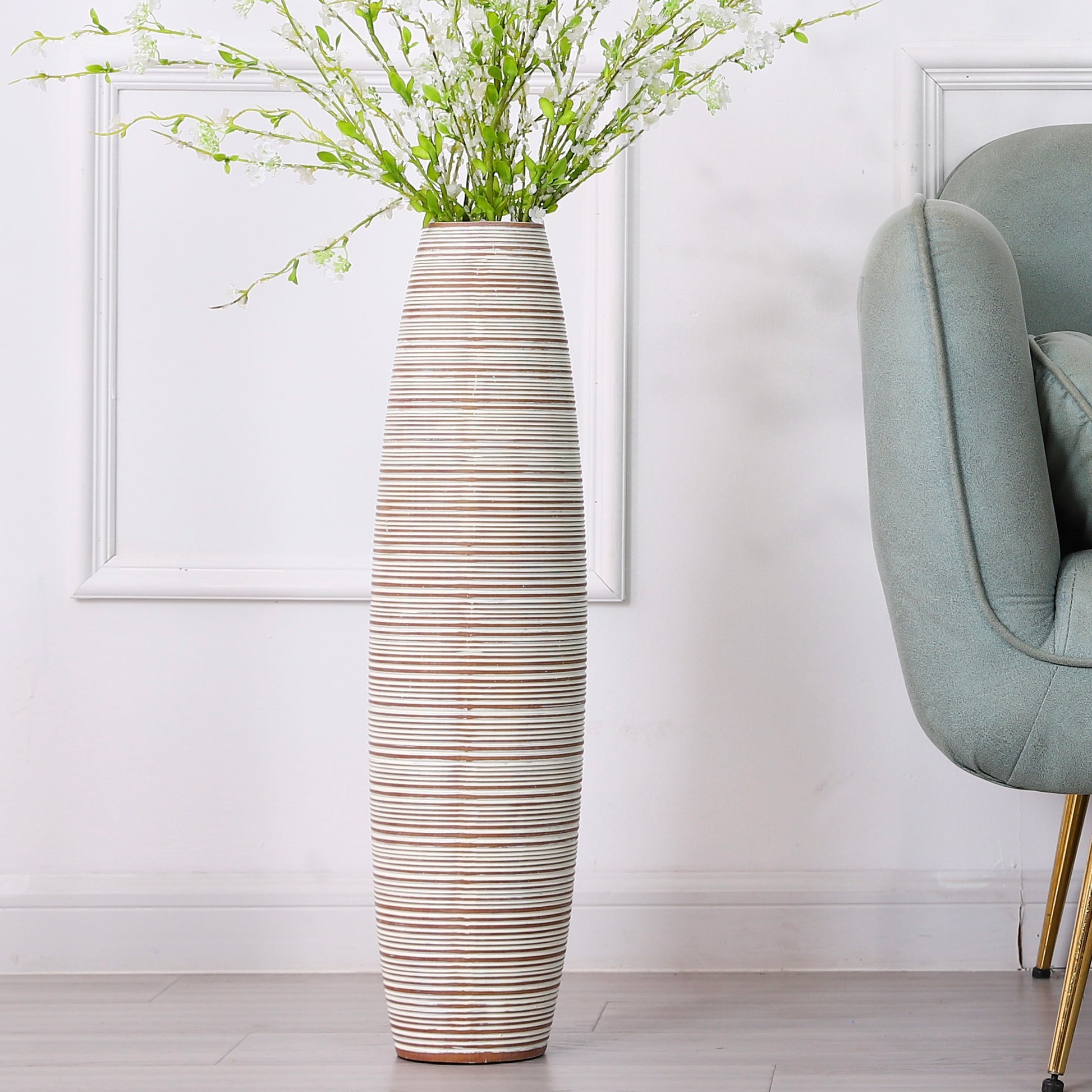 Large Resin Floor Vase – Stylish Waterproof Vase for Fresh & Dried Flowers, 26 inches