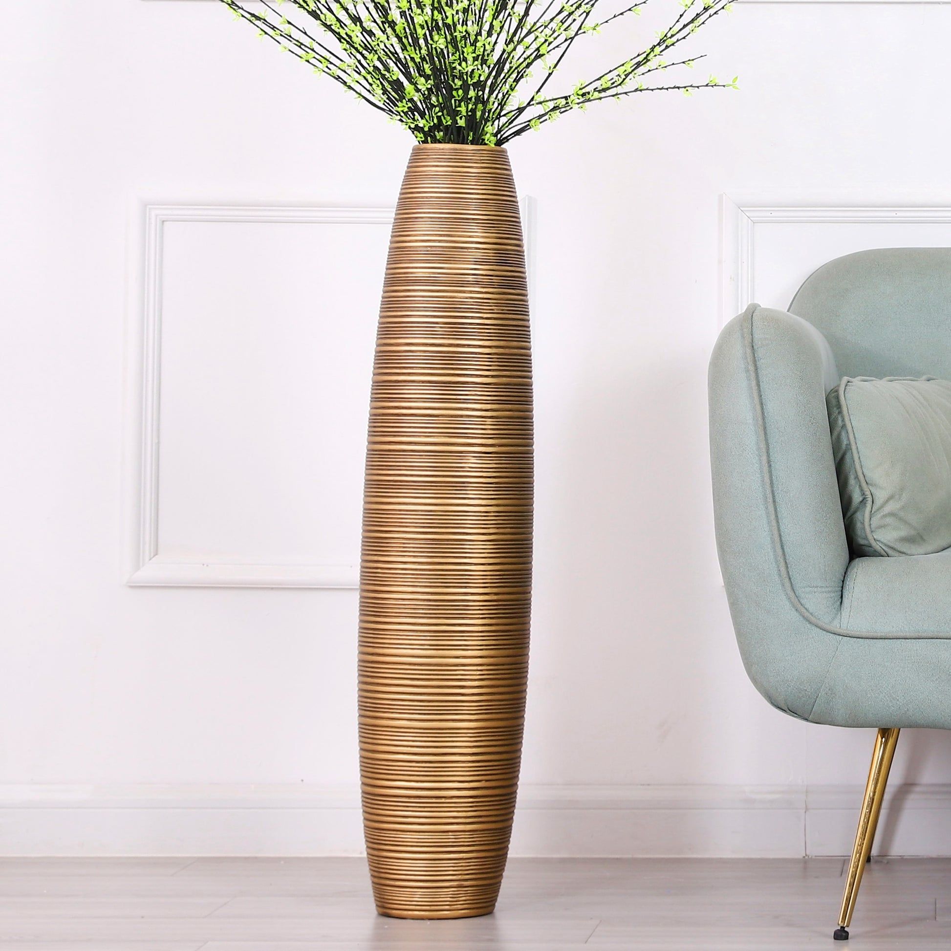 Large Resin Floor Vase – Stylish Waterproof Vase for Fresh & Dried Flowers, 34 inches