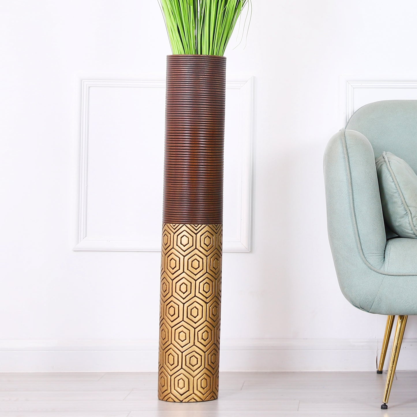 Large Resin Floor Vase – Stylish Waterproof Vase for Fresh & Dried Flowers, 34 inches