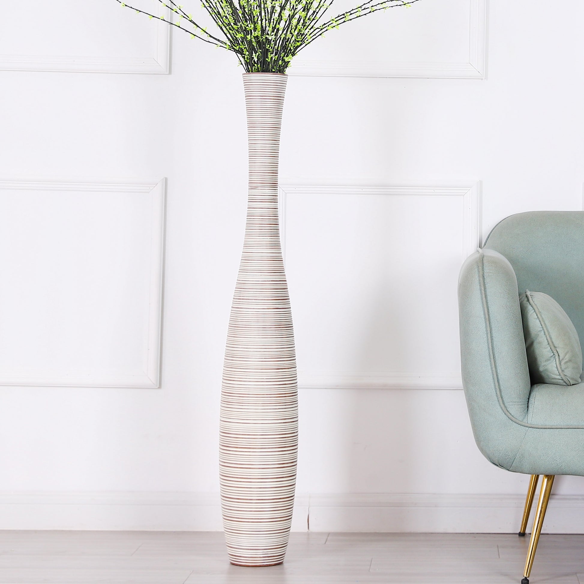 Large Resin Floor Vase – Stylish Waterproof Vase for Fresh & Dried Flowers, 41 inches