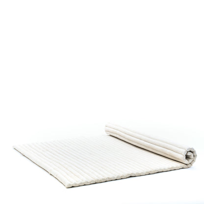 Kapok Roll-Up Mattress – Foldable Sleeping & Relax Mat with Cotton Cover for Home & Outdoor Use, Cl01 - Ecru, XL: 75x57