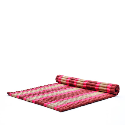 Kapok Roll-Up Mattress – Foldable Sleeping & Relax Mat with Cotton Cover for Home & Outdoor Use, Sf29 - Auburn, Pink, XL: 75x57