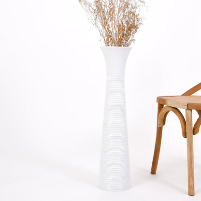 Large Mango Wood Floor Vase – Handcrafted Decorative Highlight from Thailand, white, 26 inches