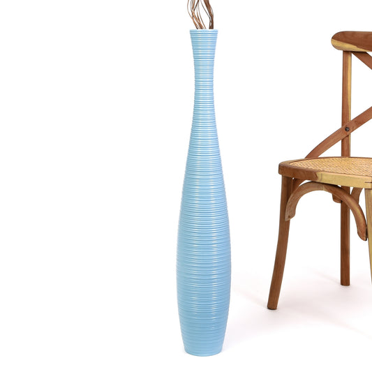 Large Mango Wood Floor Vase – Handcrafted Decorative Highlight from Thailand, 34 inches