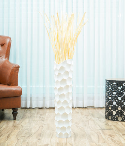 Large Mango Wood Floor Vase – Handcrafted Decorative Highlight from Thailand, 26 inches