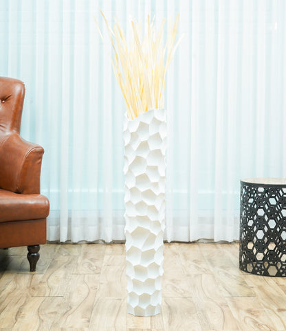 Large Mango Wood Floor Vase – Handcrafted Decorative Highlight from Thailand, 34 inches