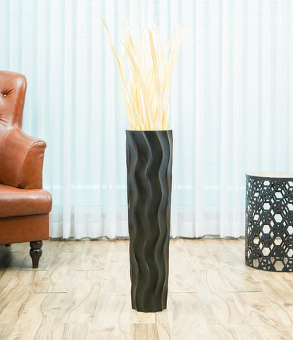 Large Mango Wood Floor Vase – Handcrafted Decorative Highlight from Thailand, 26 inches