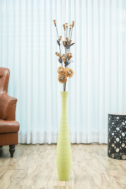 Large Mango Wood Floor Vase – Handcrafted Decorative Highlight from Thailand, 26 inches