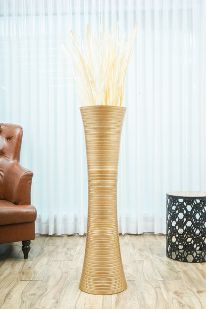 Large Mango Wood Floor Vase – Handcrafted Decorative Highlight from Thailand, 41 inches