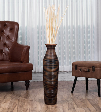 Large Mango Wood Floor Vase – Handcrafted Decorative Highlight from Thailand, 26 inches