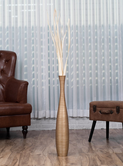 Large Mango Wood Floor Vase – Handcrafted Decorative Highlight from Thailand, 26 inches